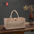 Fashion button design linen jute tote bag